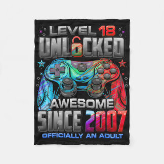 Couverture Polaire Level 18 Unlocked Awesome Since 2007 18th Birthday