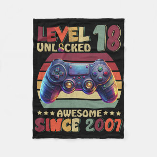 Couverture Polaire Level 18 Unlocked Awesome Since 2007 18th Birthday