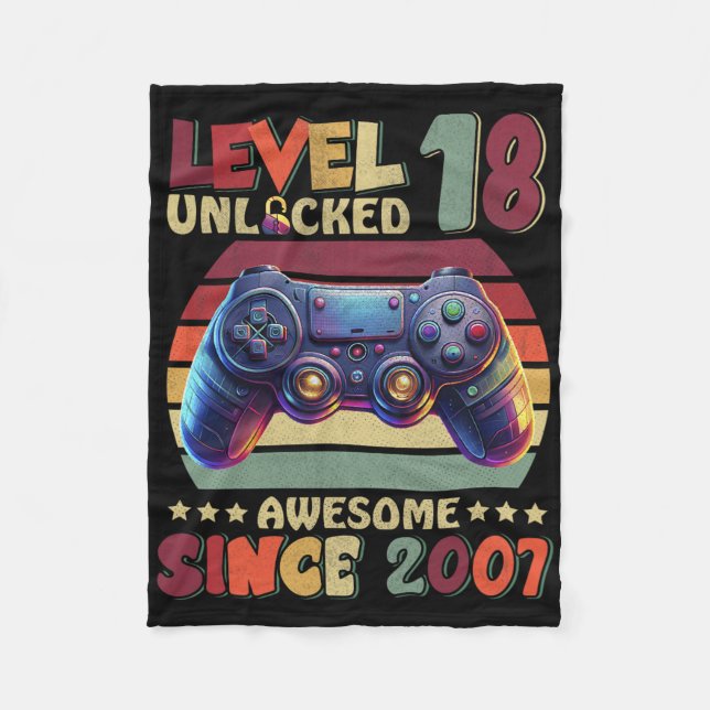 Couverture Polaire Level 18 Unlocked Awesome Since 2007 18th Birthday (Devant)