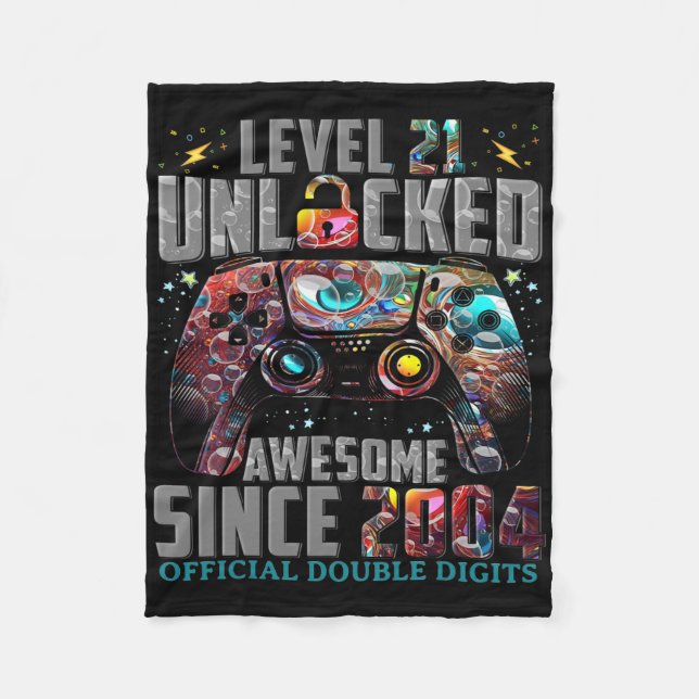 Couverture Polaire Level 21 Unlocked Awesome Since 2004 21st Birthday (Devant)