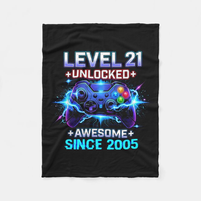 Couverture Polaire Level 21 Unlocked Awesome Since 2005 21st Birthday (Devant)