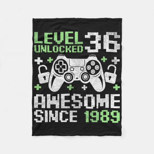 Couverture Polaire Level 36 Unlocked Awesome Since 1989 Video Gamer 3 (Devant)