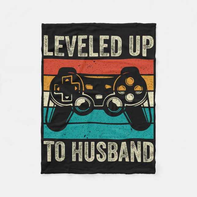Couverture Polaire Leveled Up To Husband - Newlywed Groom - Just Marr (Devant)