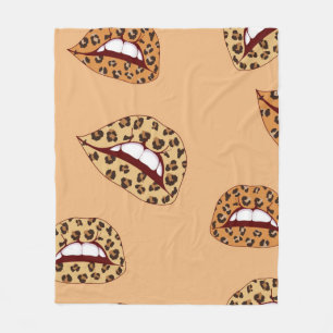 Couverture Polaire lèvres Empreintes de léopard sans couture motif,