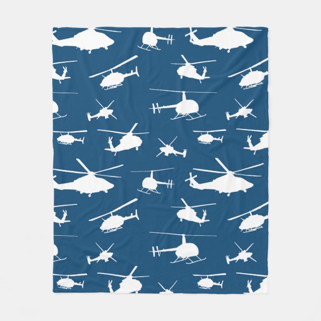 Couverture Polaire L'hélicoptère silhouette le bleu marine de //// (Devant)