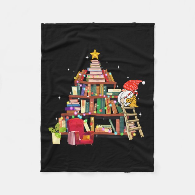 Couverture Polaire Librarian And Book Lover Christmas Library Tree Li (Devant)