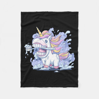 Couverture Polaire Licorne aux grosses dents avec costume de brosse à