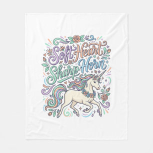 Couverture Polaire Licorne Cœur Doux Corne Pointue Fond Blanc Typogra