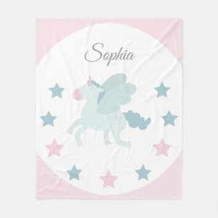 Couverture Polaire Licorne Filles Personnalisées Rose Bleu Douce
