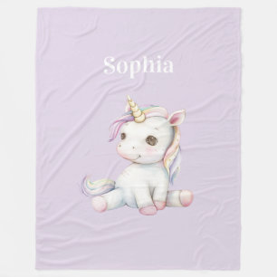 Couverture Polaire Licorne Personnalisée Violet Lavande