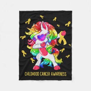 Couverture Polaire Licorne qui fait dabbing Ruban d'or Sensibilisatio