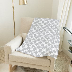 Couverture Polaire Lien octogone gris et blanc Motif géométrique