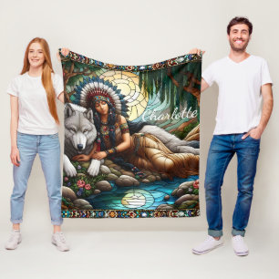 Couverture Polaire Lien pacifique : Femme autochtone et loup