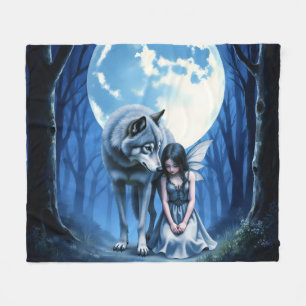 Couverture Polaire Lien sous la lune – Le Loup et la Fée Gothique.  