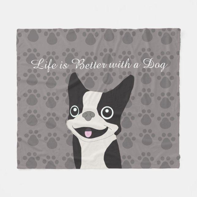 Couverture Polaire Life is Better with a Dog (Devant (Horizontal))