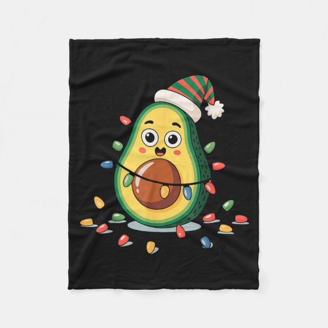 Couverture Polaire Lighting Avocado Ugly Christmas Sweater Guacamole  (Devant)