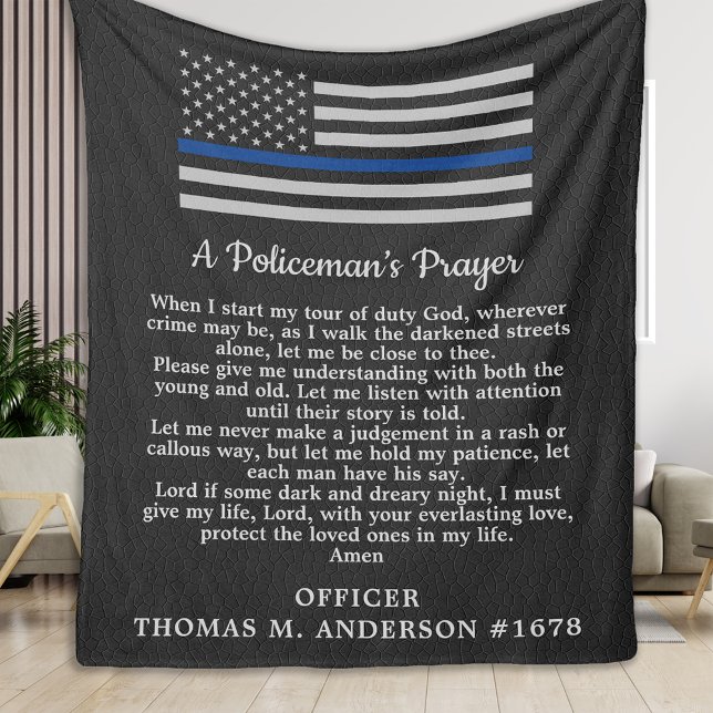 Couverture Polaire Ligne Bleue Mince Drapeau de la police La prière d (Créateur téléchargé)