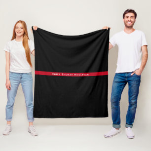 Couverture Polaire Ligne rouge mince nom de monogramme de