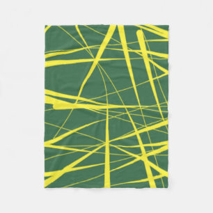 Couverture Polaire Lignes abstraites vertes et jaunes