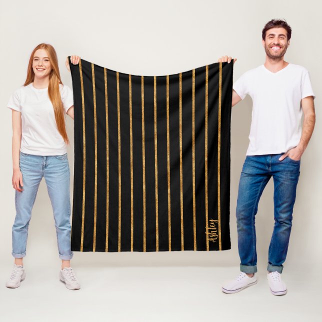 Couverture Polaire Lignes brillantes d'or (En situation)