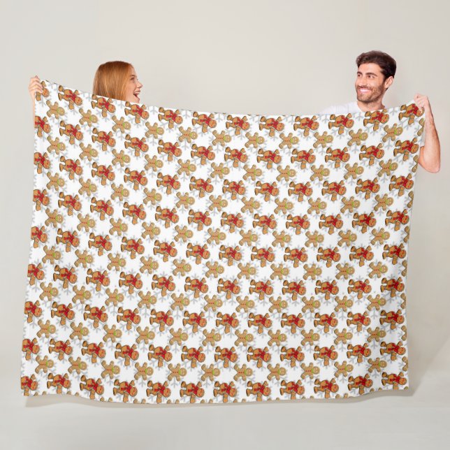 COUVERTURE POLAIRE LIGNES DE TAN GINGERPREAD HOMMES NOËL COOKIES (En situation)