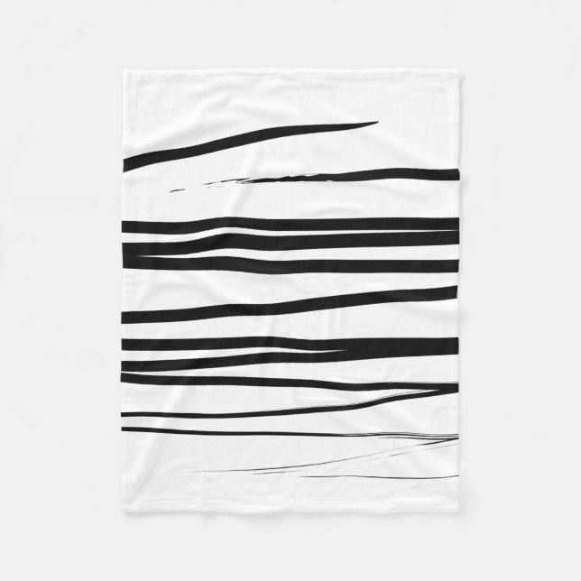 Couverture Polaire Lignes noires et blanches modernes Art Abstrait (Devant)