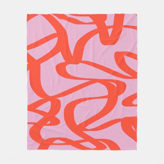 Couverture Polaire Lignes roses rétro Formes de pinceau Abstraites mo (Devant)