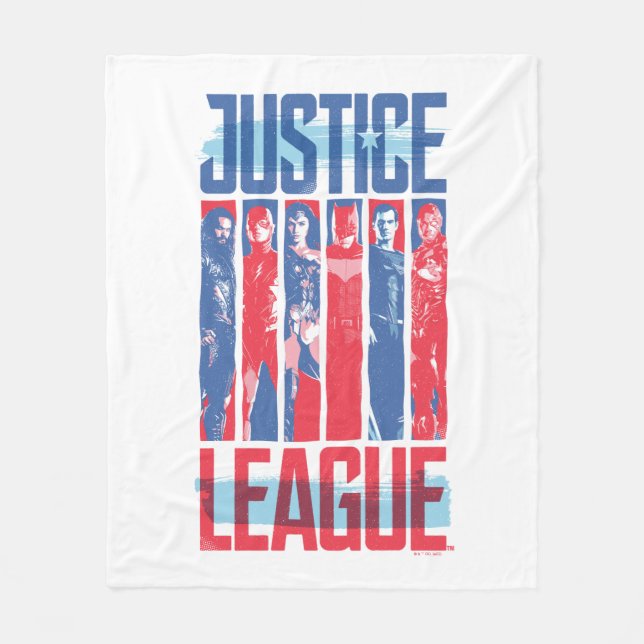Couverture Polaire Ligue de Justice | Blue & Red Group Pop Art (Devant)