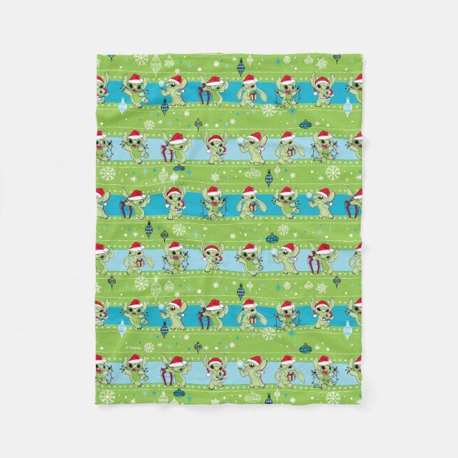 Couverture Polaire Lilo et Stitch | Stitch Green Holiday Motif (Devant)