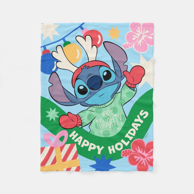 Couverture Polaire Lilo et Stitch | Stitch Happy Holidays (Devant)