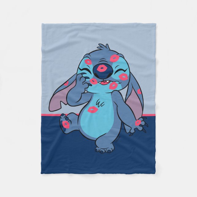 Couverture Polaire Lilo & Stitch | Stitch Couvert dans les baisers (Devant)