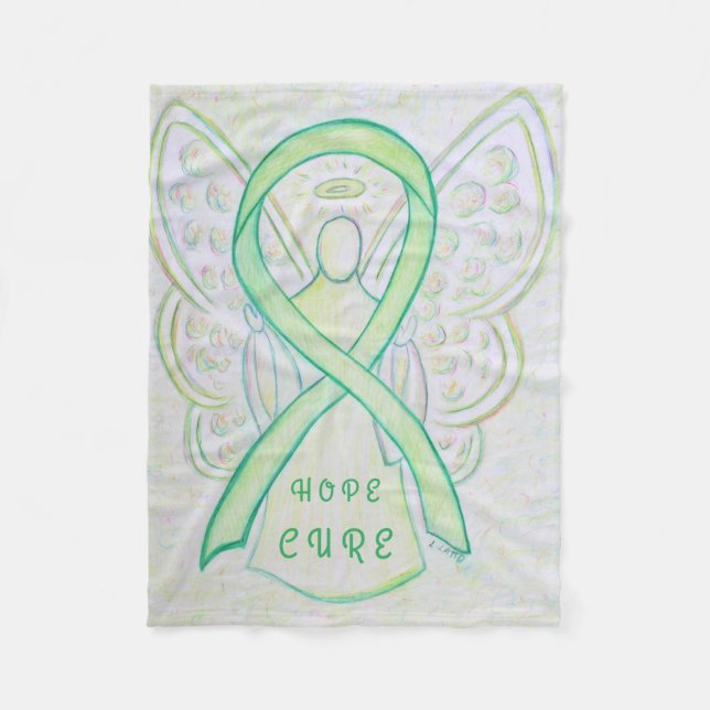 Couverture Polaire Lime Sensibilisation Ruban Hope Cure Angel Blanche (Devant)