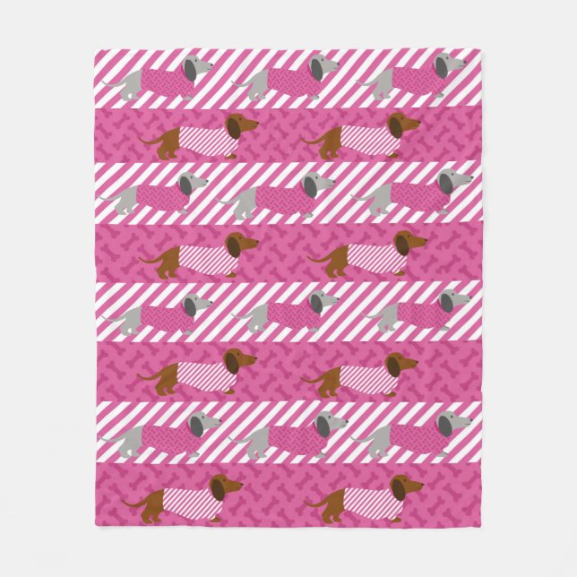 Couverture Polaire Linge de lit en toison rose et blanc (Devant)