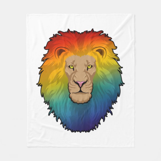 Couverture Polaire Lion aux couleurs arc-en-ciel (Devant)