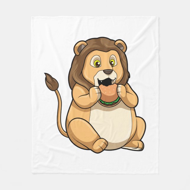 Couverture Polaire Lion avec hamburger (Devant)