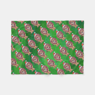 Couverture Polaire Lion Christmas on Green
