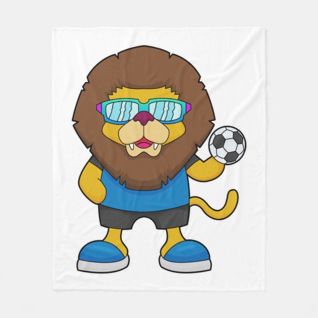 Couverture Polaire Lion comme joueur de football avec Soccer (Devant)
