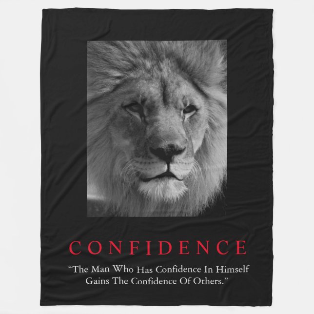 Couverture Polaire Lion de confiance noir blanc inspiré (Devant)