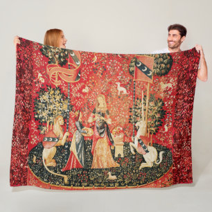 Couverture Polaire Lion D'ENFANCE ET D'UNICORN, Fleurs D'Imaginaires,