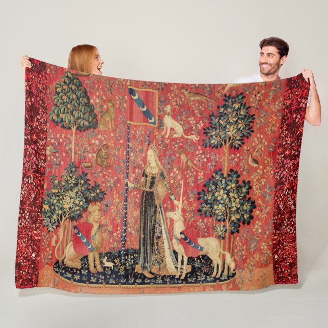 Couverture Polaire Lion D'ENFANCE ET D'UNICORN, Fleurs D'Imaginaires, (En situation)