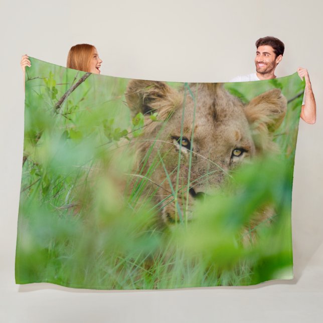 Couverture Polaire Lion Fleece Blanche (En situation)