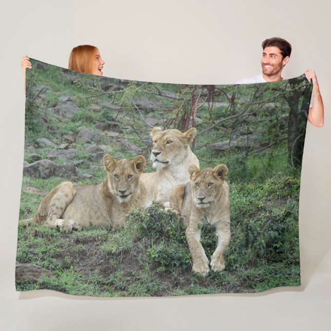 Couverture Polaire Lion Fleece Blanche (En situation)