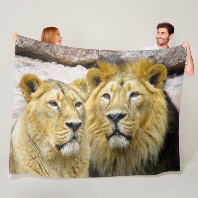 Couverture Polaire Lion Fleece Blanche (En situation)