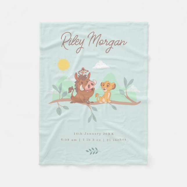 Couverture Polaire Lion King Simba et amis Birth Statistiques Personn (Devant)