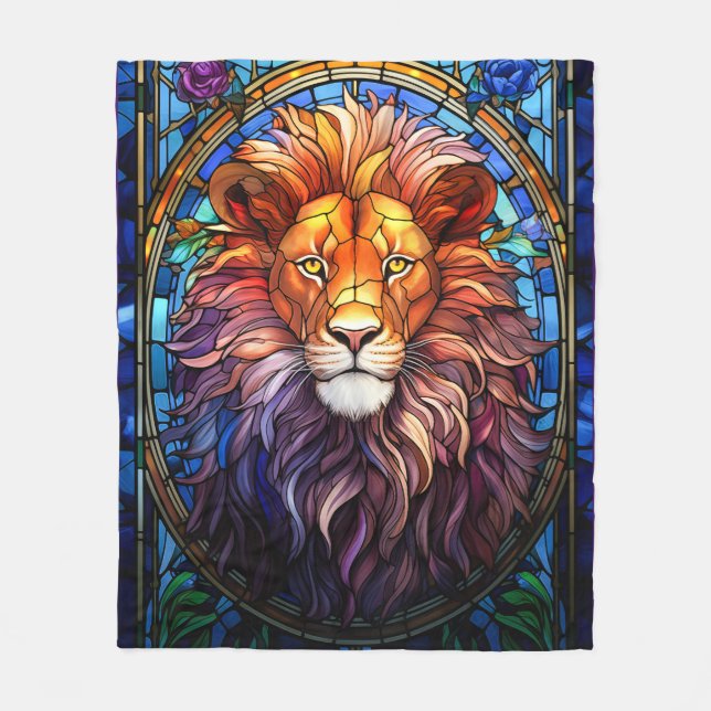Couverture Polaire Lion Majestueux En Verre Tissan (Devant)