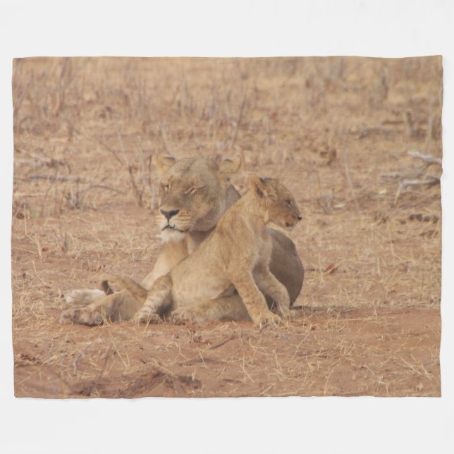 Couverture Polaire Lion mère et laine de laine (Devant (Horizontal))
