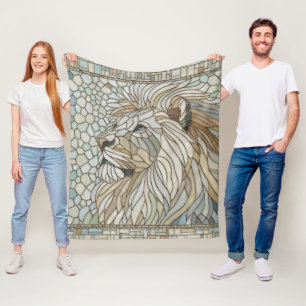 Couverture Polaire Lion Portrait Mosaic Art