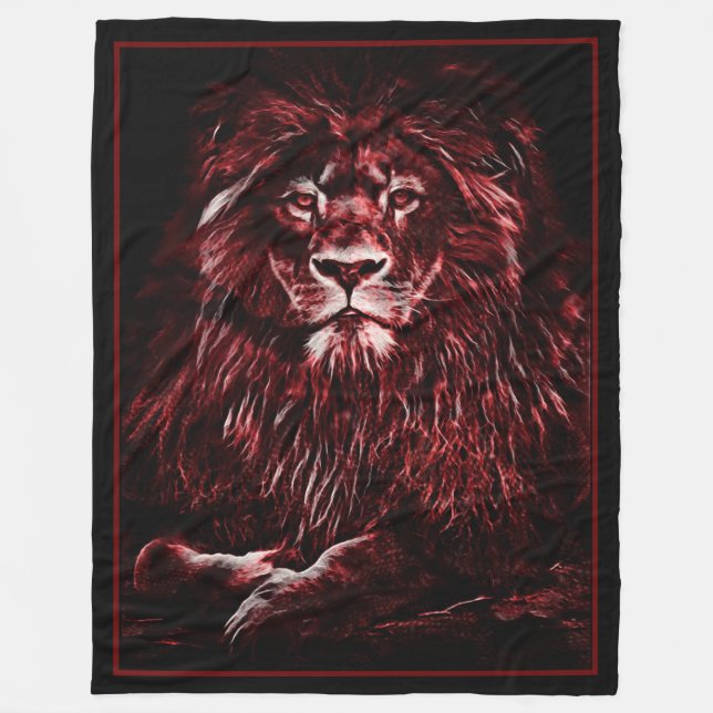 Couverture Polaire Lion rouge majestueux (Devant)