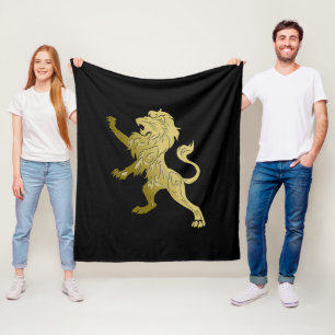 Couverture Polaire Lion royal d'or noir