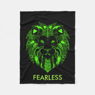 Couverture Polaire Lion vert et noir fluorescent avec le texte fait